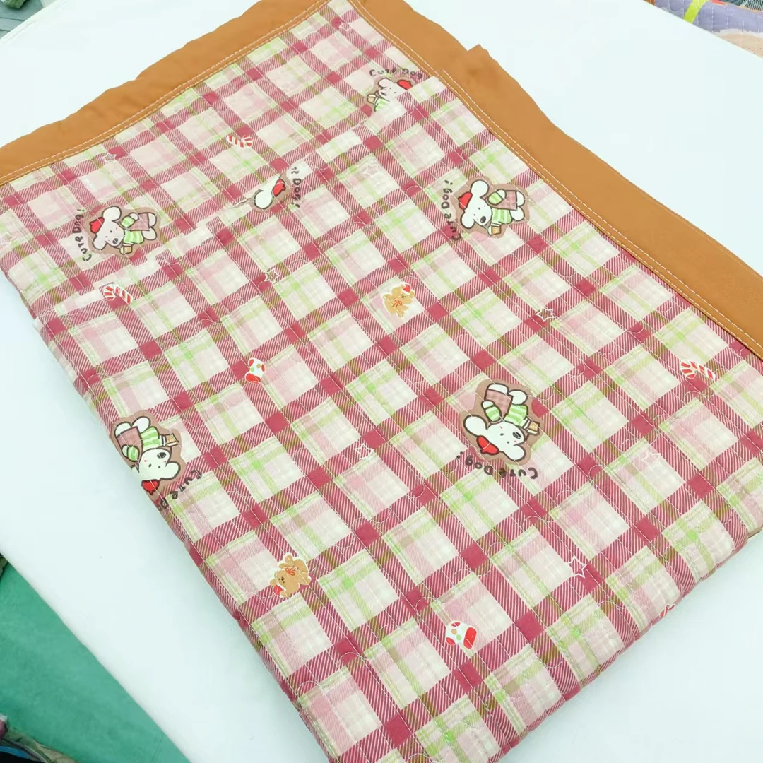 【包边床盖】<安哥拉红格>90X220cm<±5cm>绗缝 多功能水洗透气