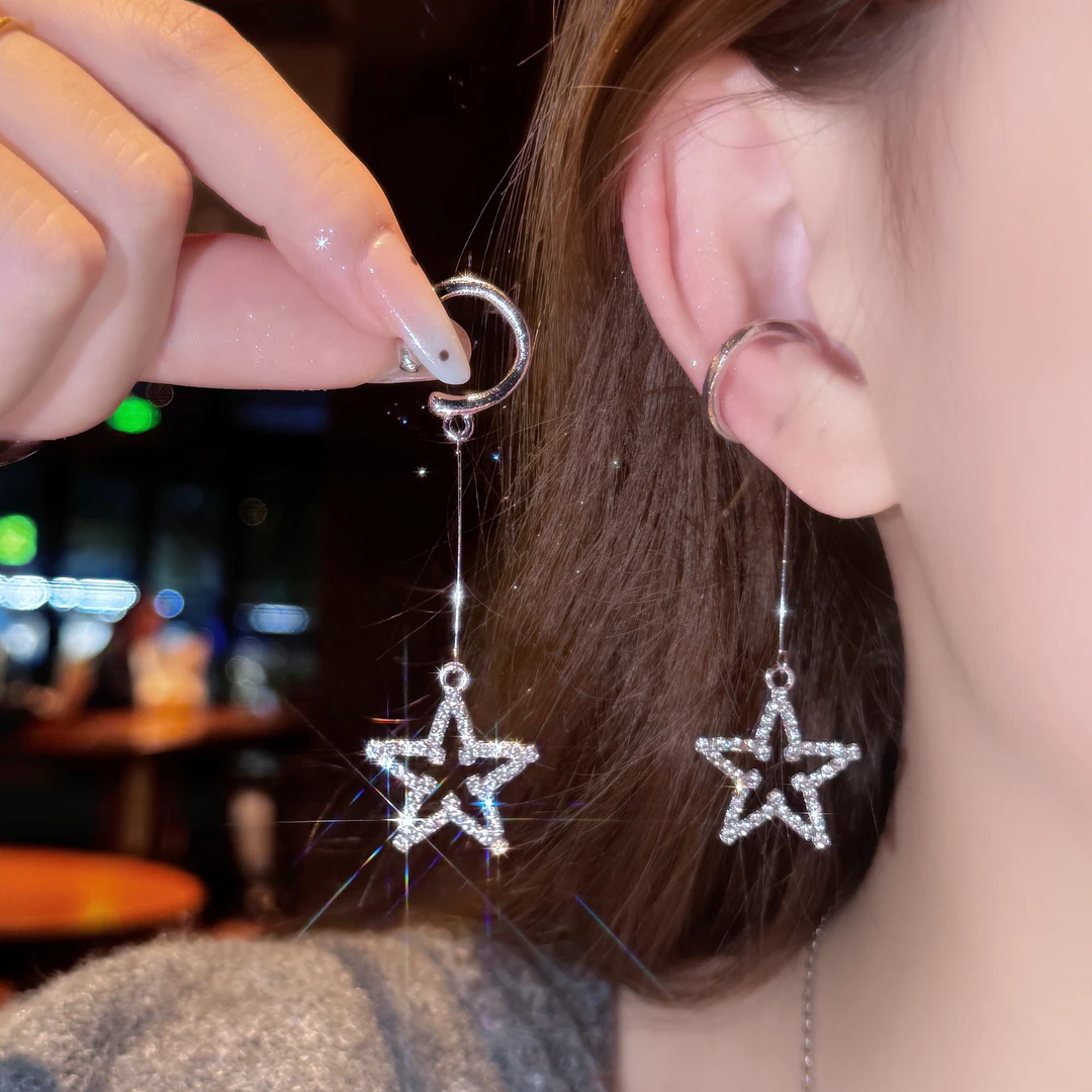 铜合金耳饰 五角星耳骨夹耳挂耳骨扣韩国简约百搭小众无耳洞耳夹