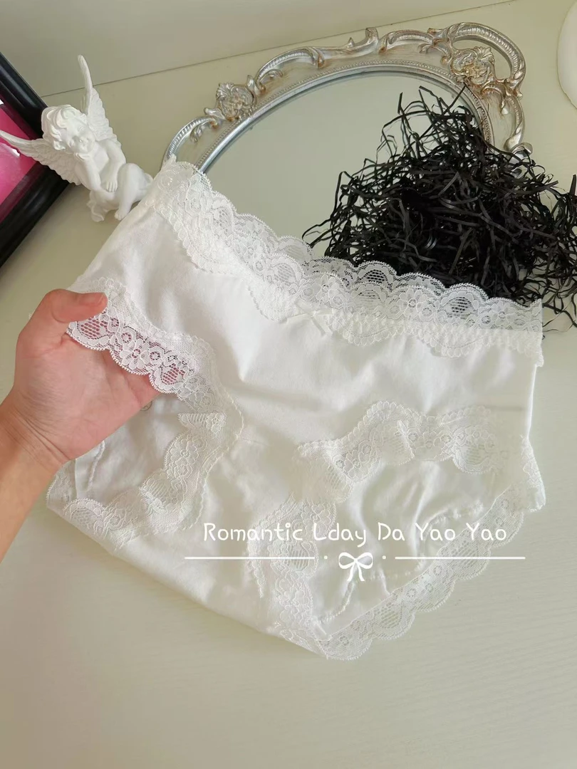 【霓虹甜心】女士中腰舒适拼接蕾丝纯欲系内裤