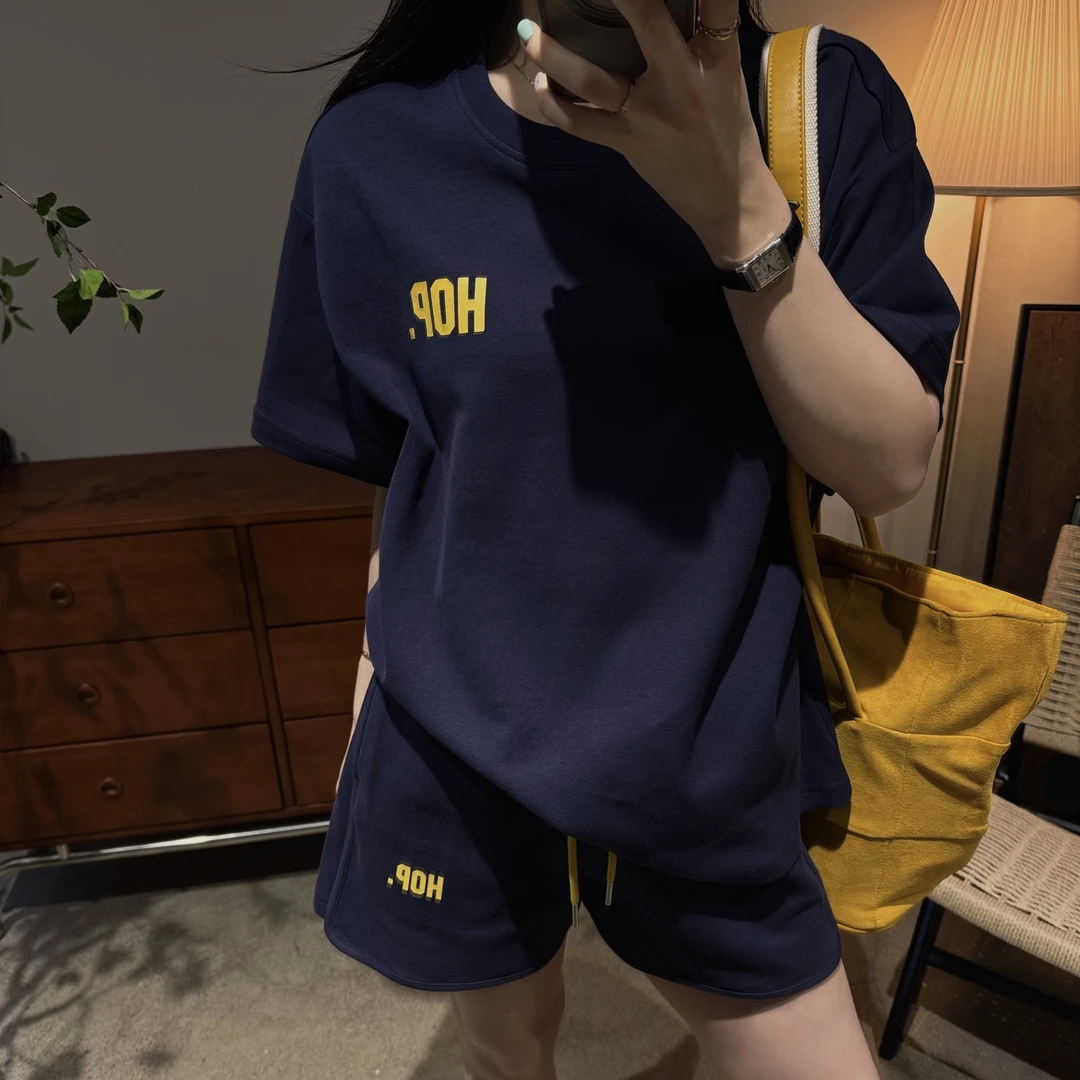 【婷诺私服】韩系宽松时尚休闲舒适t恤短裤两件套装夏J25219312