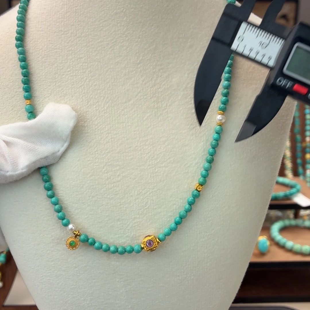 绿松石18K金镶嵌项链