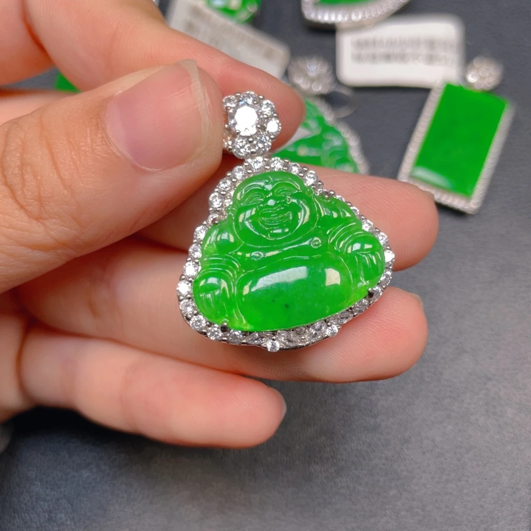 翡翠银S925镶嵌挂件gghh