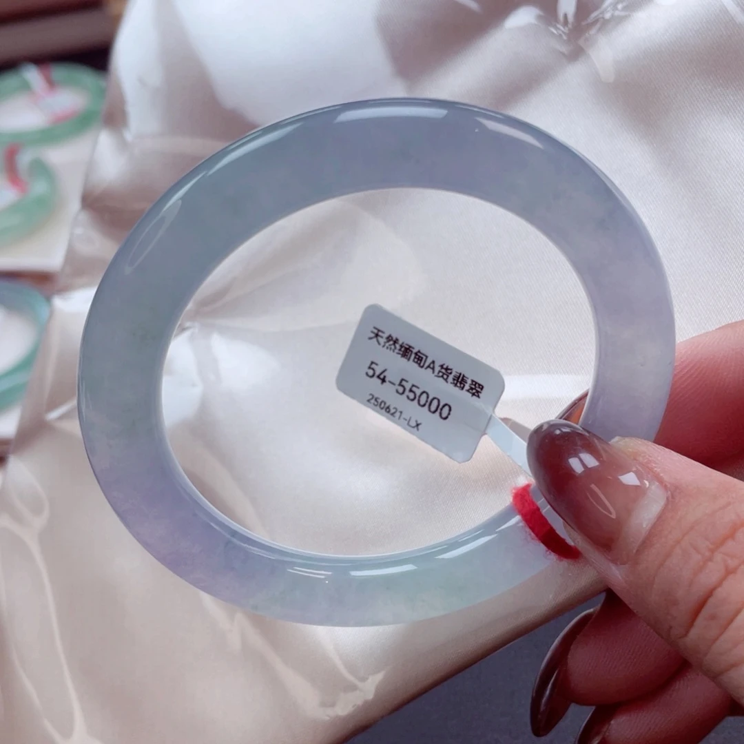 翡翠手镯未镶嵌高级气质冰透起荧琉璃幻彩54.5必拍 敏04