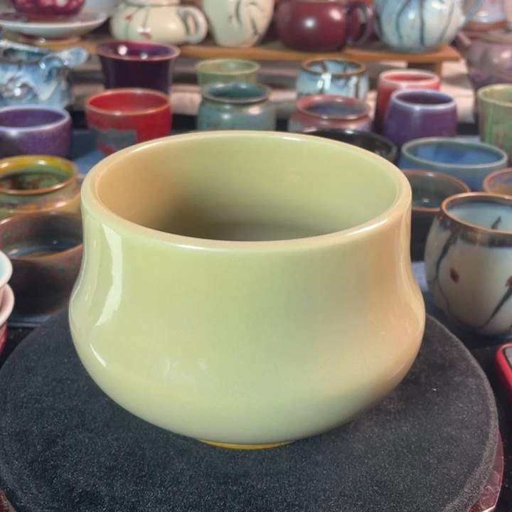 摆件钧瓷鸡油黄茶洗