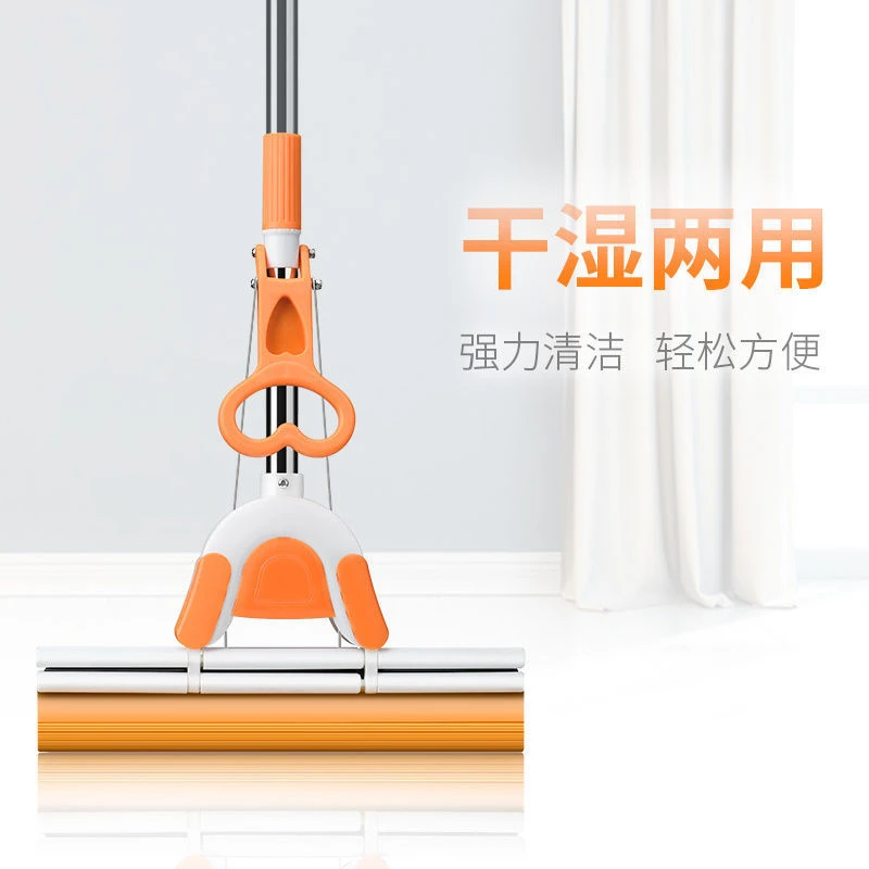挤水胶棉卫生间拖把头拖把吸水大号拖布滚轮式家用免手洗海绵