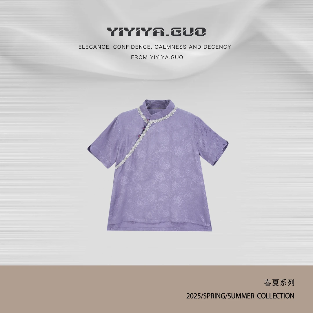 yiyiya.Guo艺艺吖【花晨月夕】新中式中国风斜襟立领上衣1566SS52