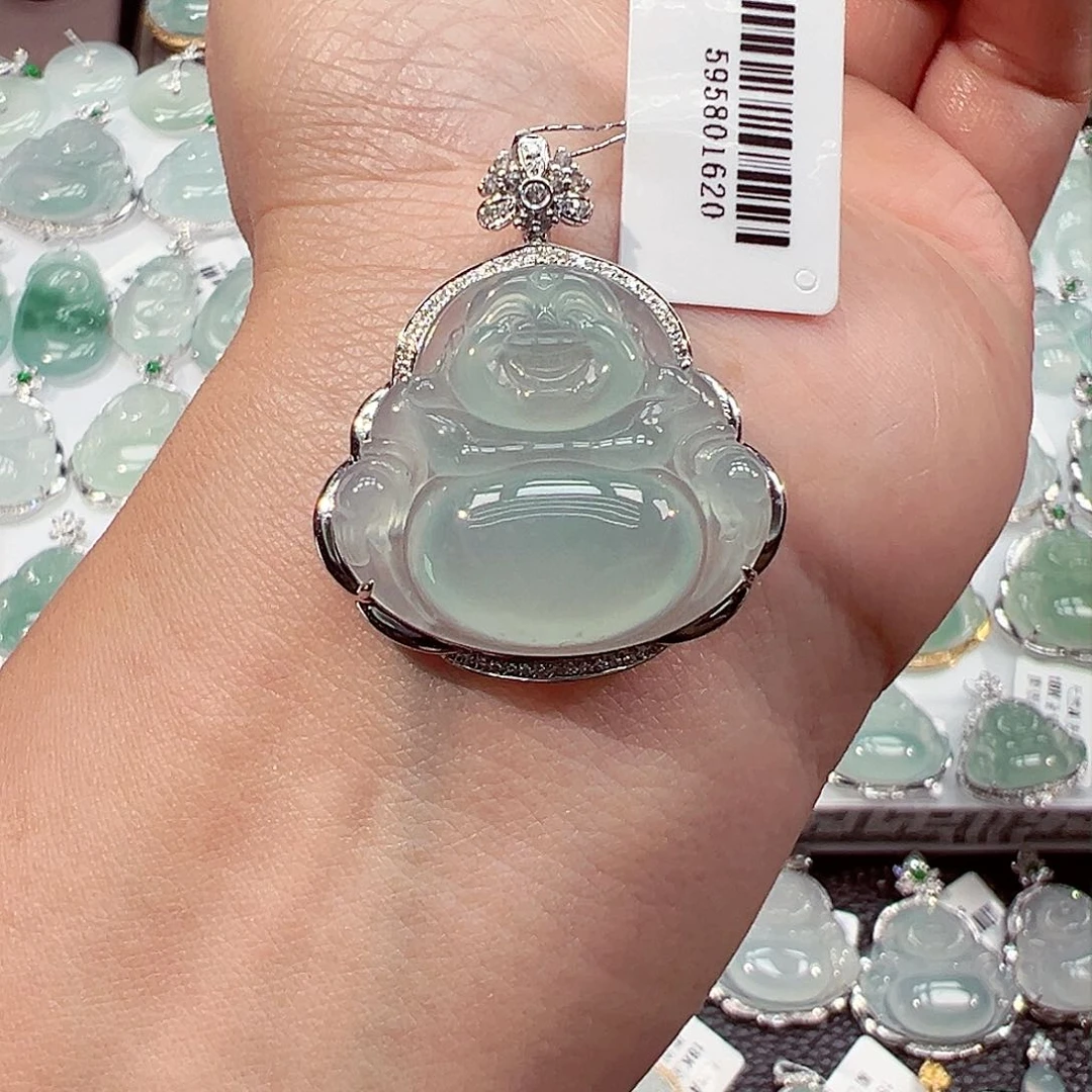 吊坠(不含链)18K金镶嵌翡翠佛公