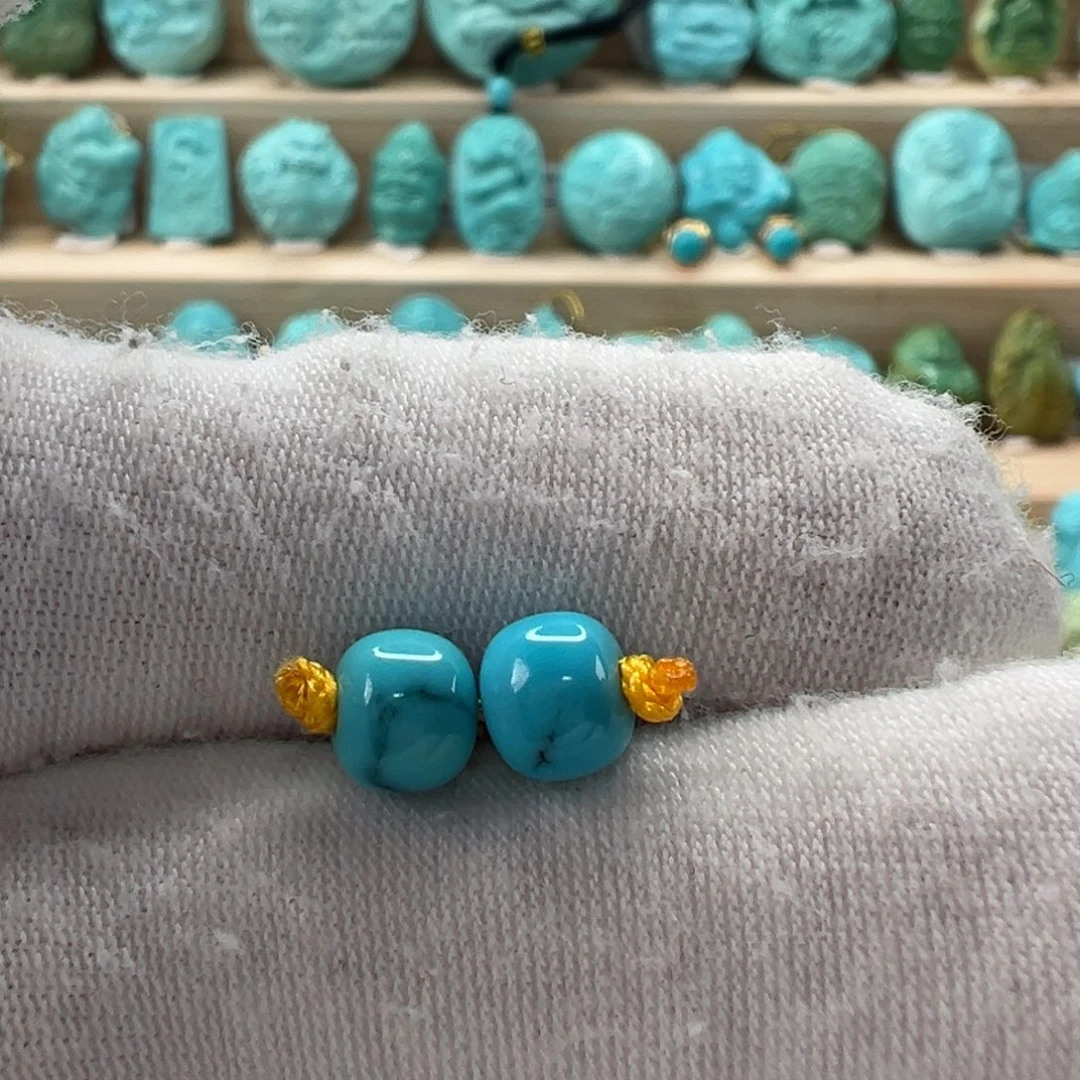 未镶嵌绿松石老型对珠6.2mm