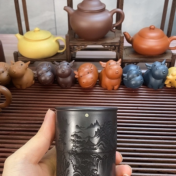 紫砂茶壶宜兴原矿底槽清紫砂杯