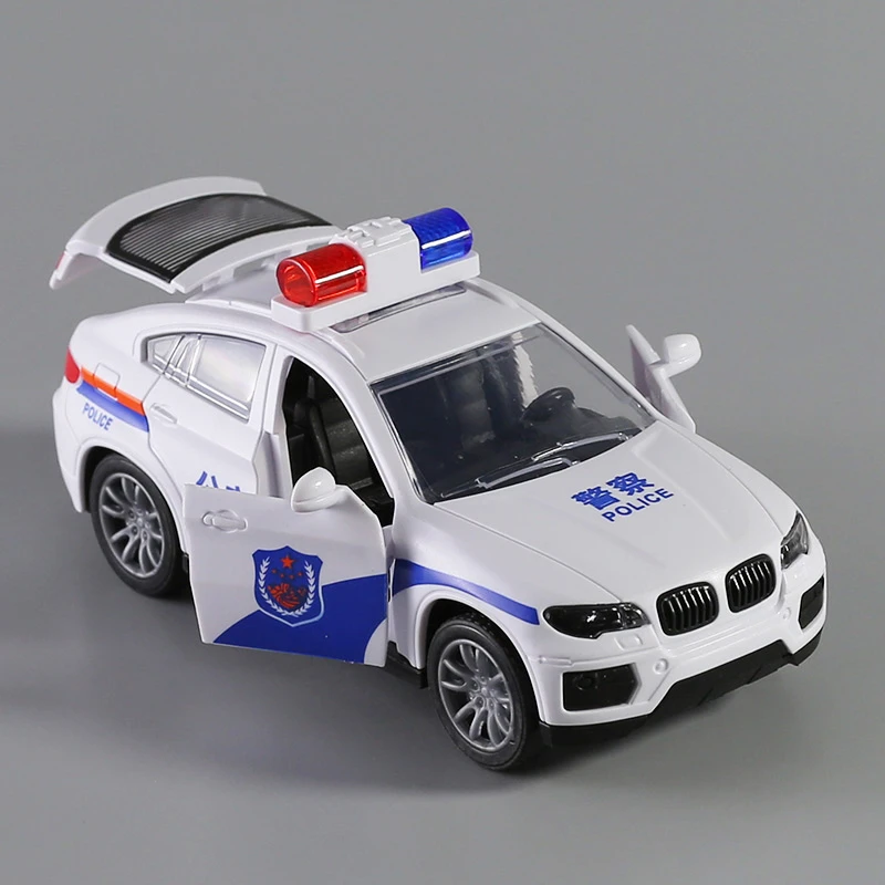 三开门宝马警车模型惯性跑车模型结实耐摔小汽车塑料消防车礼物