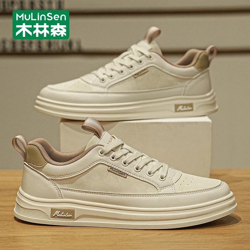 木林森男鞋2025年新款夏季工作软底运动男士小白鞋百搭休闲板鞋男