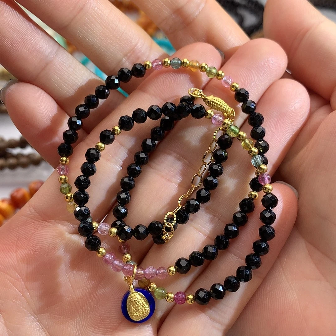 碧玺颈饰银S925镶嵌碧玺颈饰