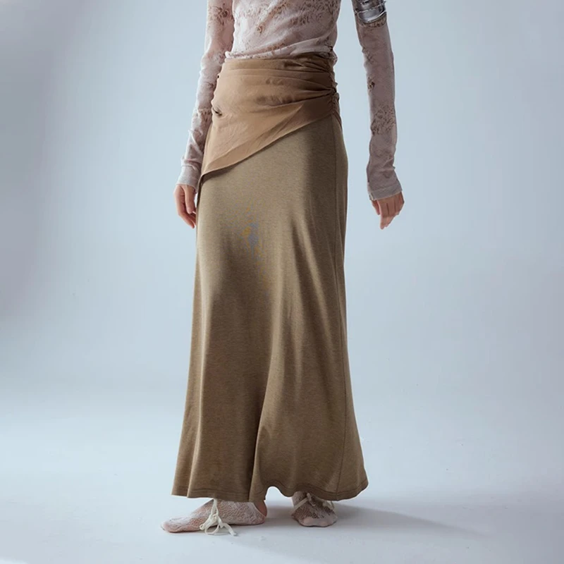 【旷臾 EMMUIC】noundnound双层石环挂坠针织长款半裙2025春夏新款