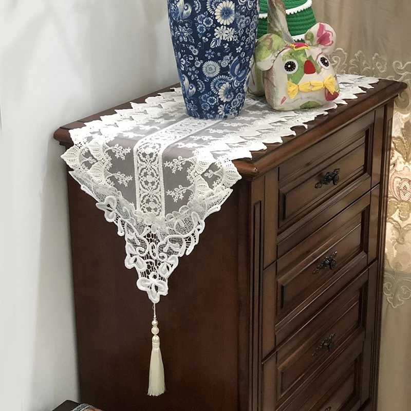 桌旗蕾丝氛围感尖角美式现代简约茶几斗柜月光华尔兹密莉娅可定制