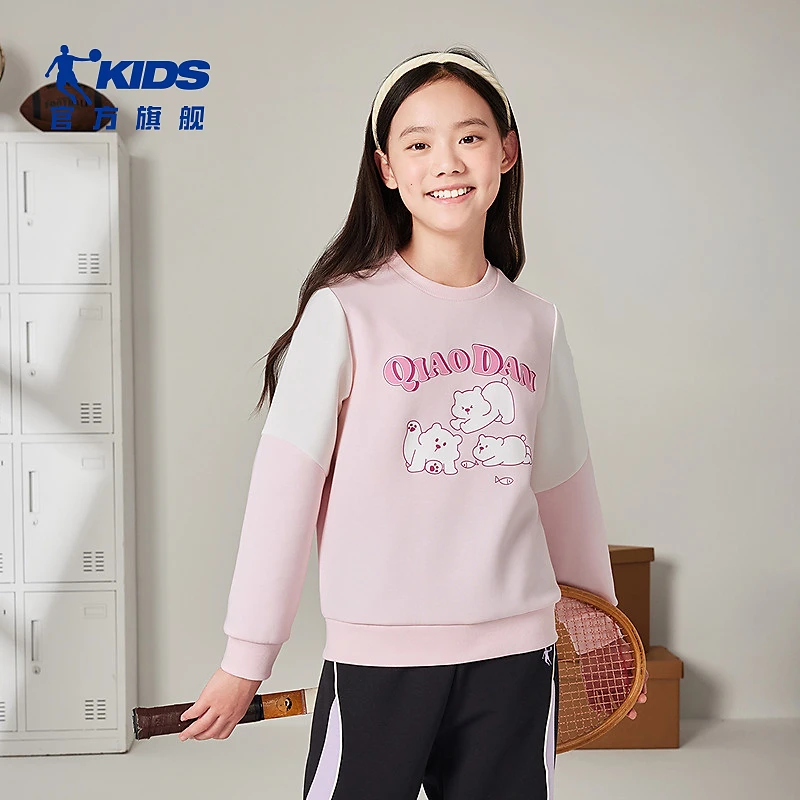 中国乔丹儿童圆领套头常规款秋季女童中大童童装