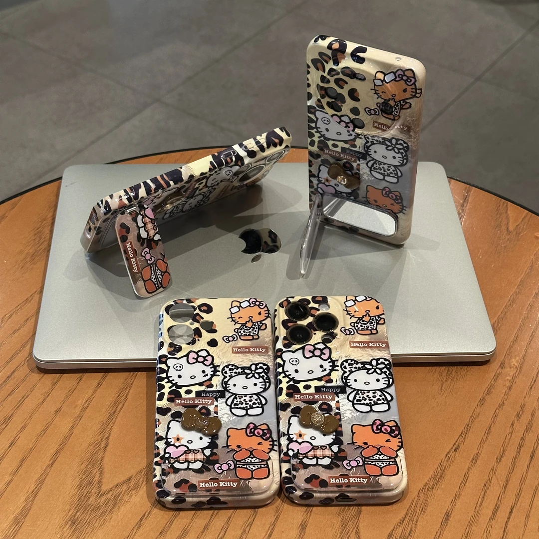 BANCA豹纹KT蝴蝶结支架适用苹果17菲林手机壳华为vivo小米15oppo