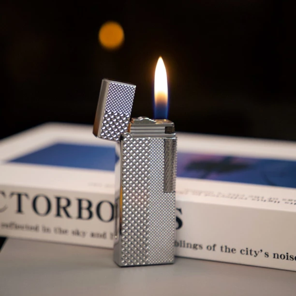 193 新款复古侧滑窄版打火机明火双火创意砂轮充气火机