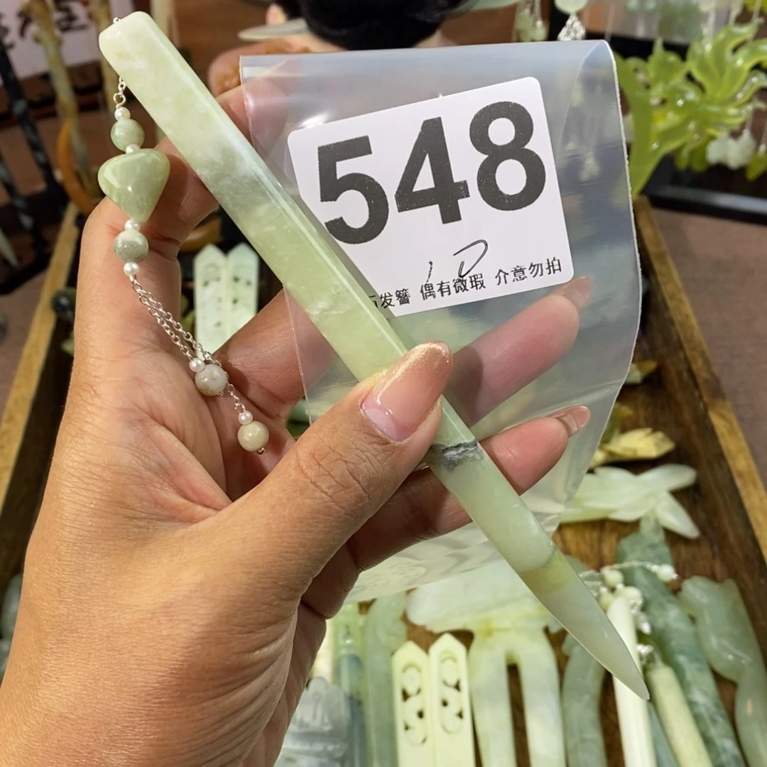 蛇纹石玉发饰未镶嵌X****b