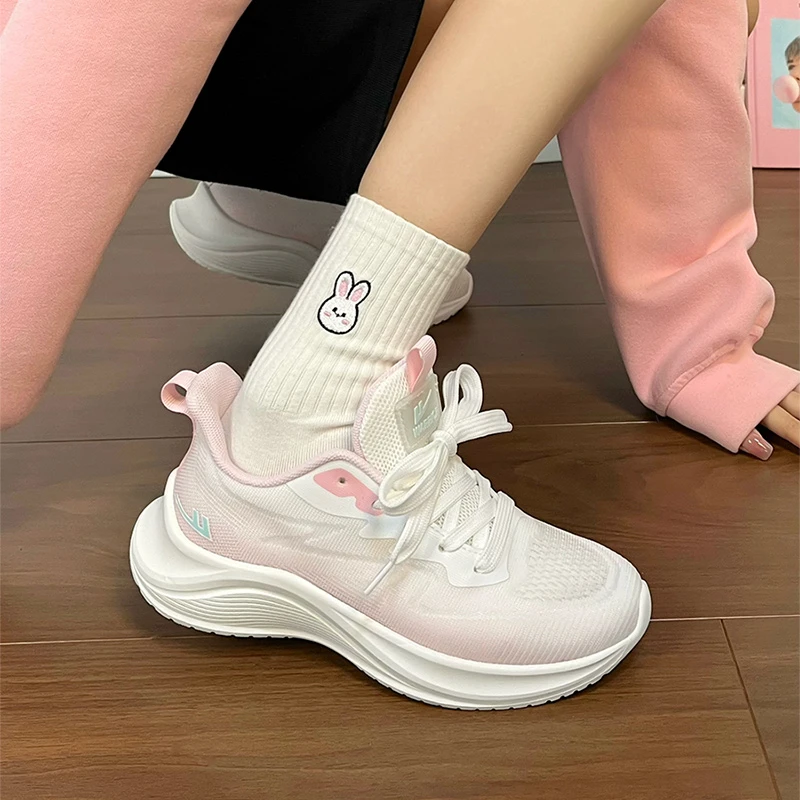 回力高颜值女士休闲鞋ins潮流网面减震运动跑鞋轻便厚底白鞋新款