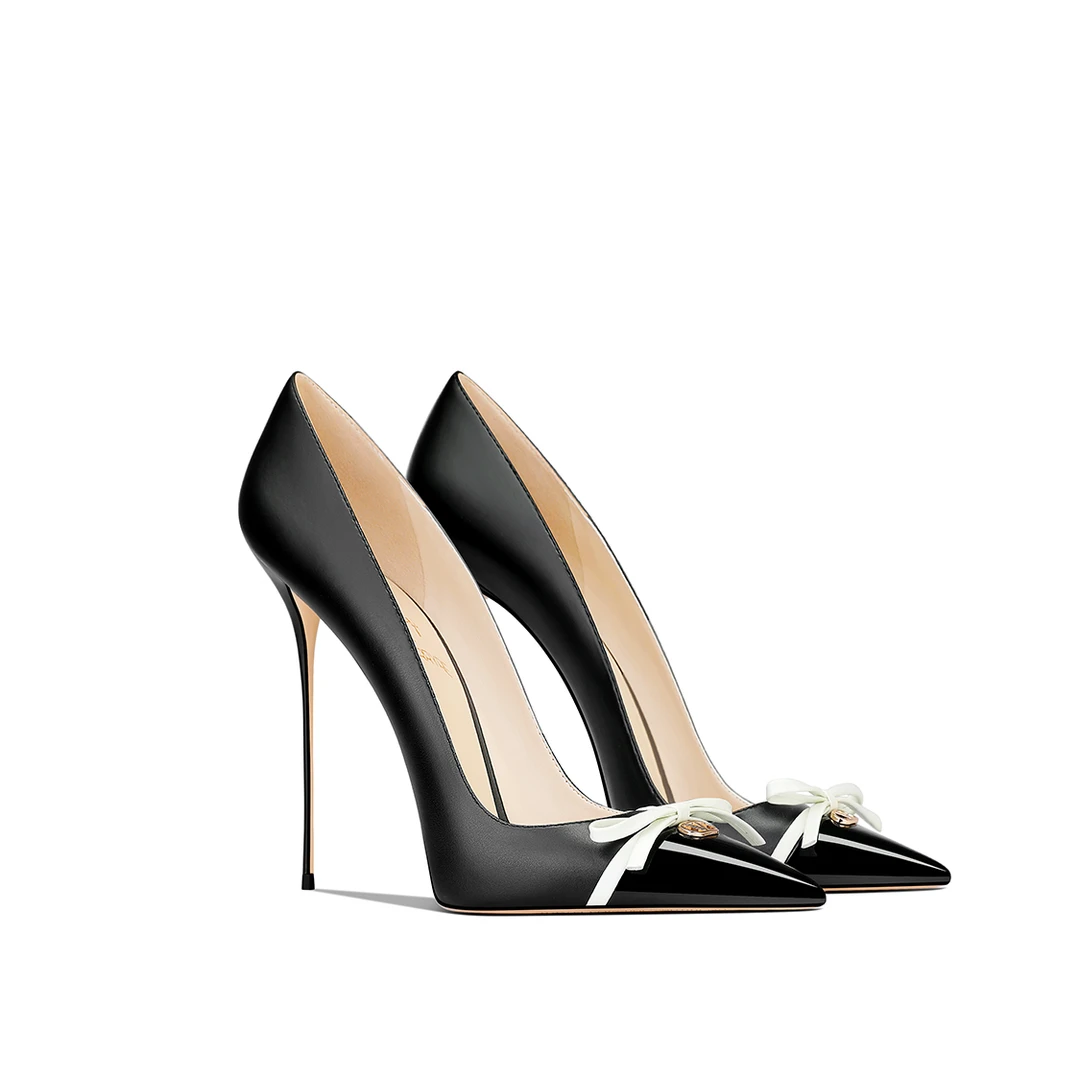 气质爆款洋气小个子高跟鞋黑色百搭性感名媛风轻奢蝴蝶结减龄单鞋