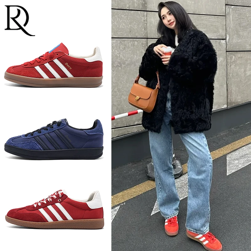 【孙千同款】DR正品！复古红色德训鞋女平底学生休闲板鞋运动阿甘鞋