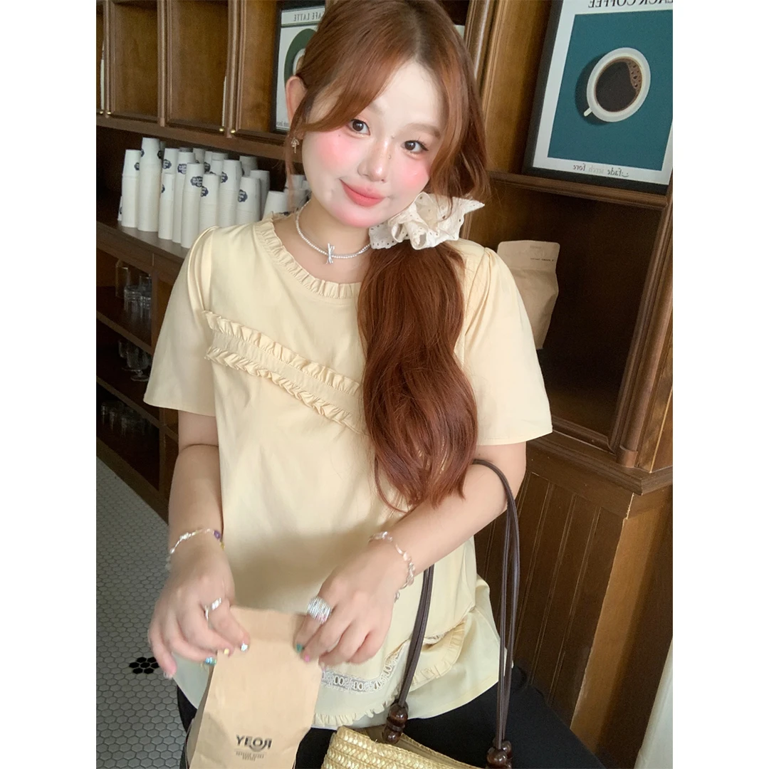 徐达布【尼德兰派】大码法式宽松衬衣女洋气奶黄色上衣C34781C52