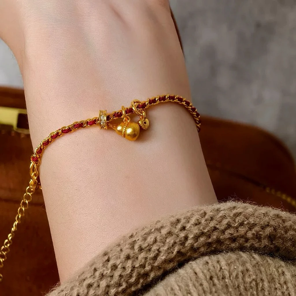 SL2498 点钻跑环葫芦爱心提溜手链本命年细红绳手链
