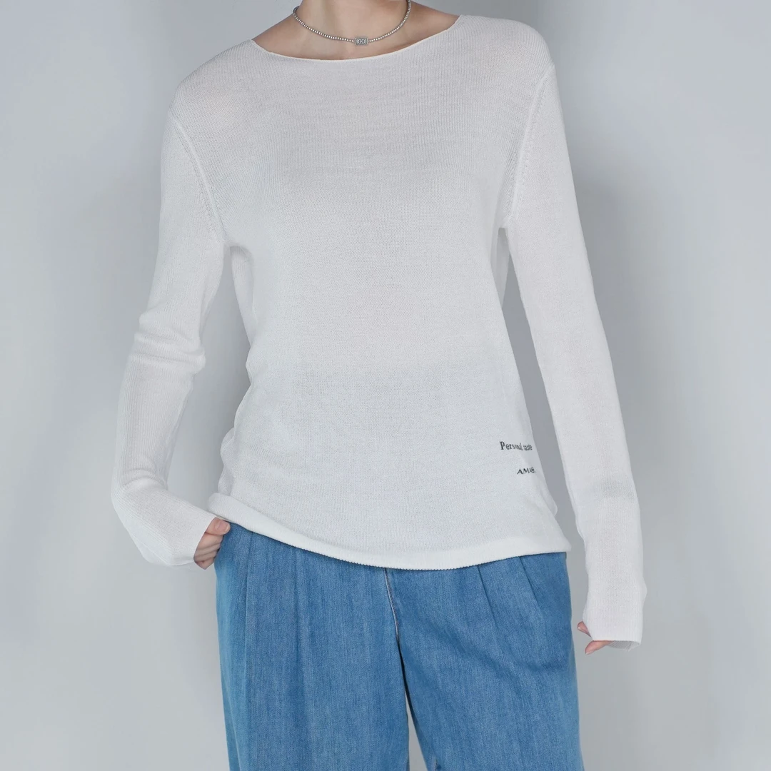 AMASS/阿玛施 高级简约舒适下摆字母点缀设计师长袖针织衫538037