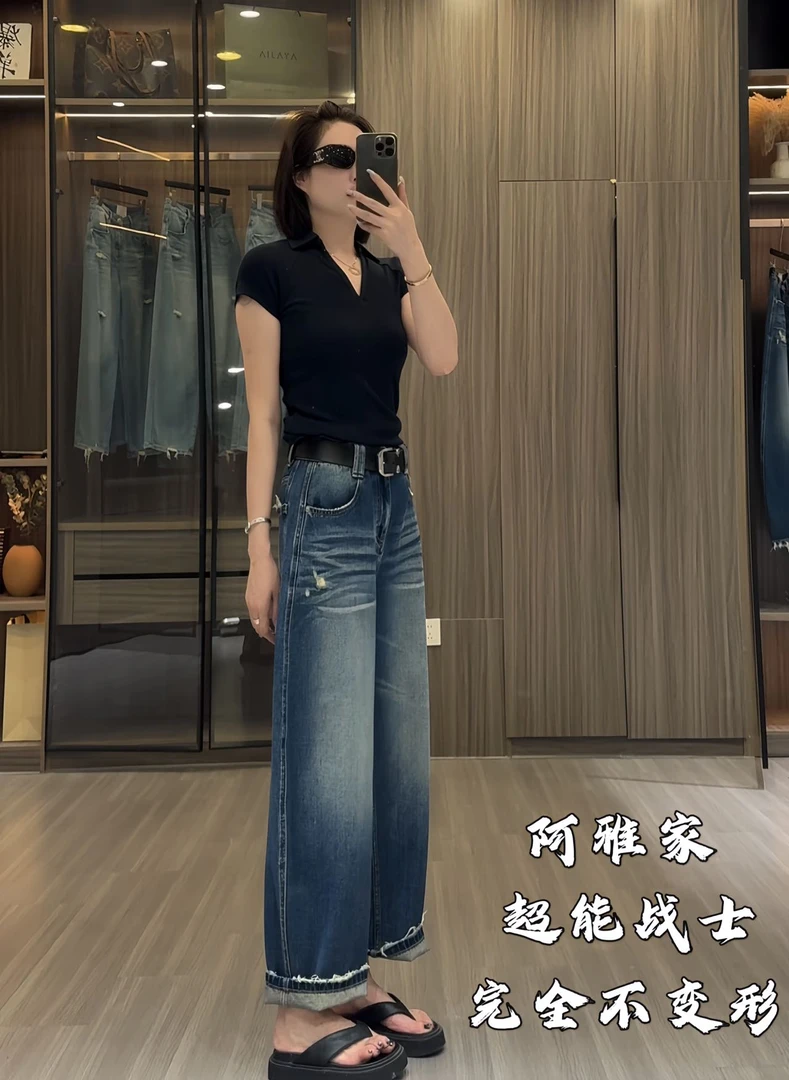 阿雅家-97J32超能战士《完全不变形》夏季新款韩版复古牛仔裤