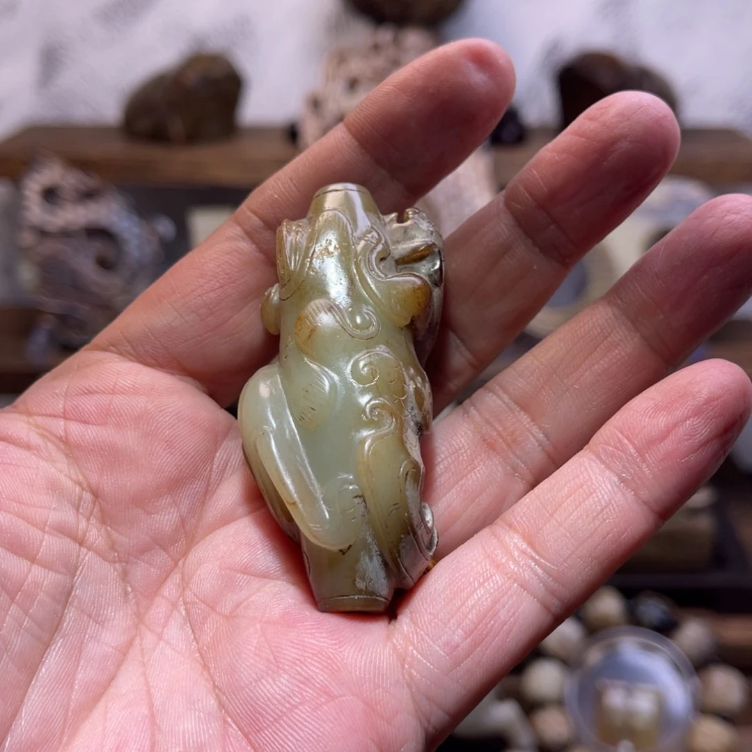 和田玉挂件未镶嵌龙**下