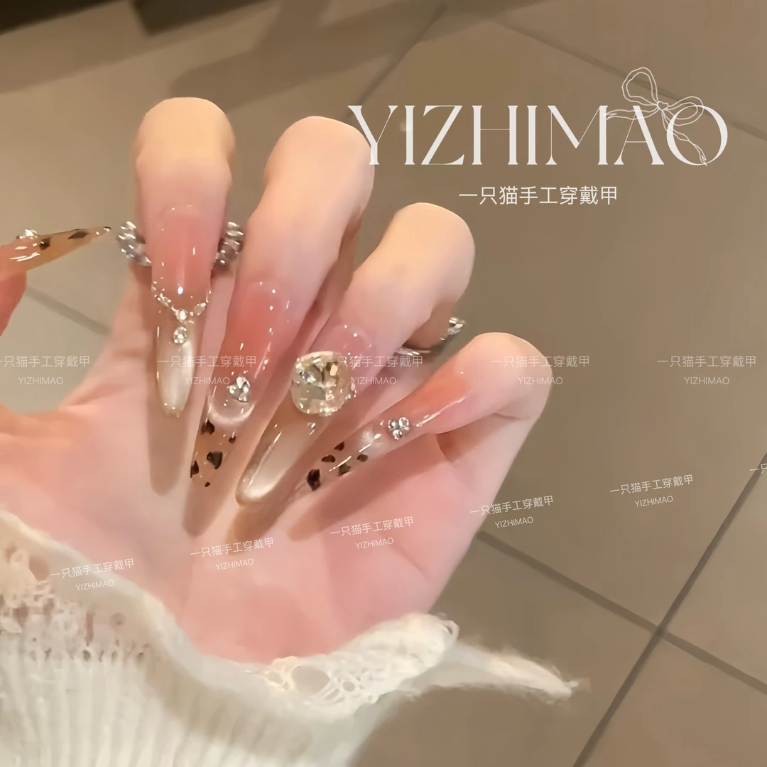 【原野焦糖】一只猫·甜辣豹纹秋款手绘猫眼冰透感手工穿戴甲