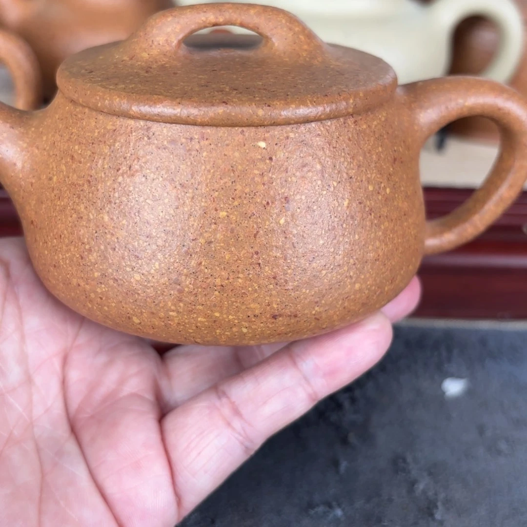 紫砂茶壶梨皮黄段宽口200