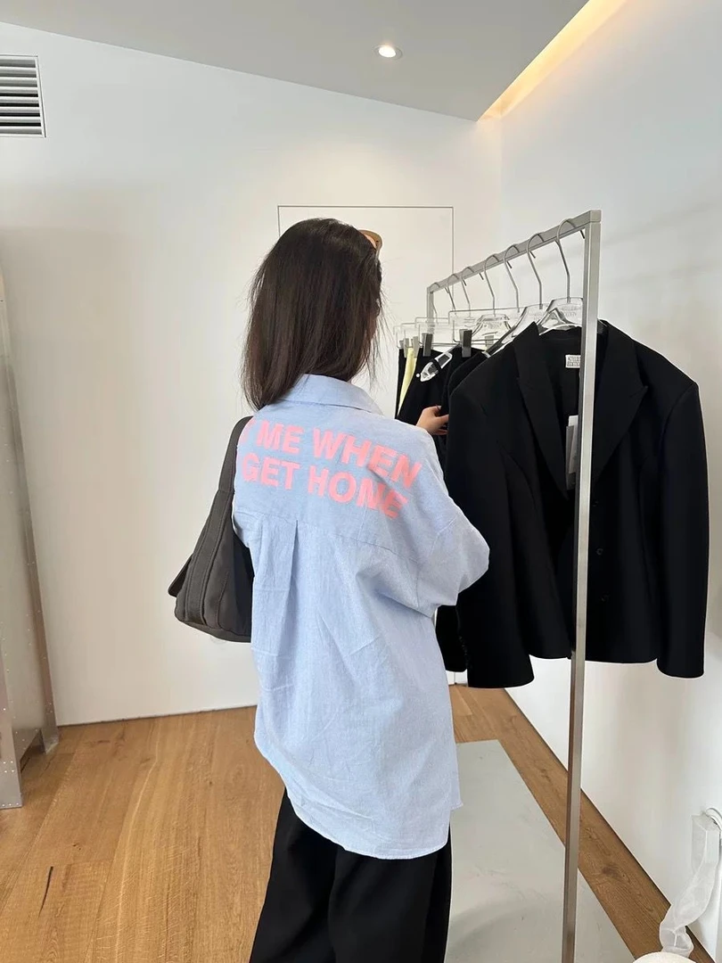 蓝色条纹衬衫女款夏季薄款设计感小众宽松慵懒风长袖防晒上衣外套