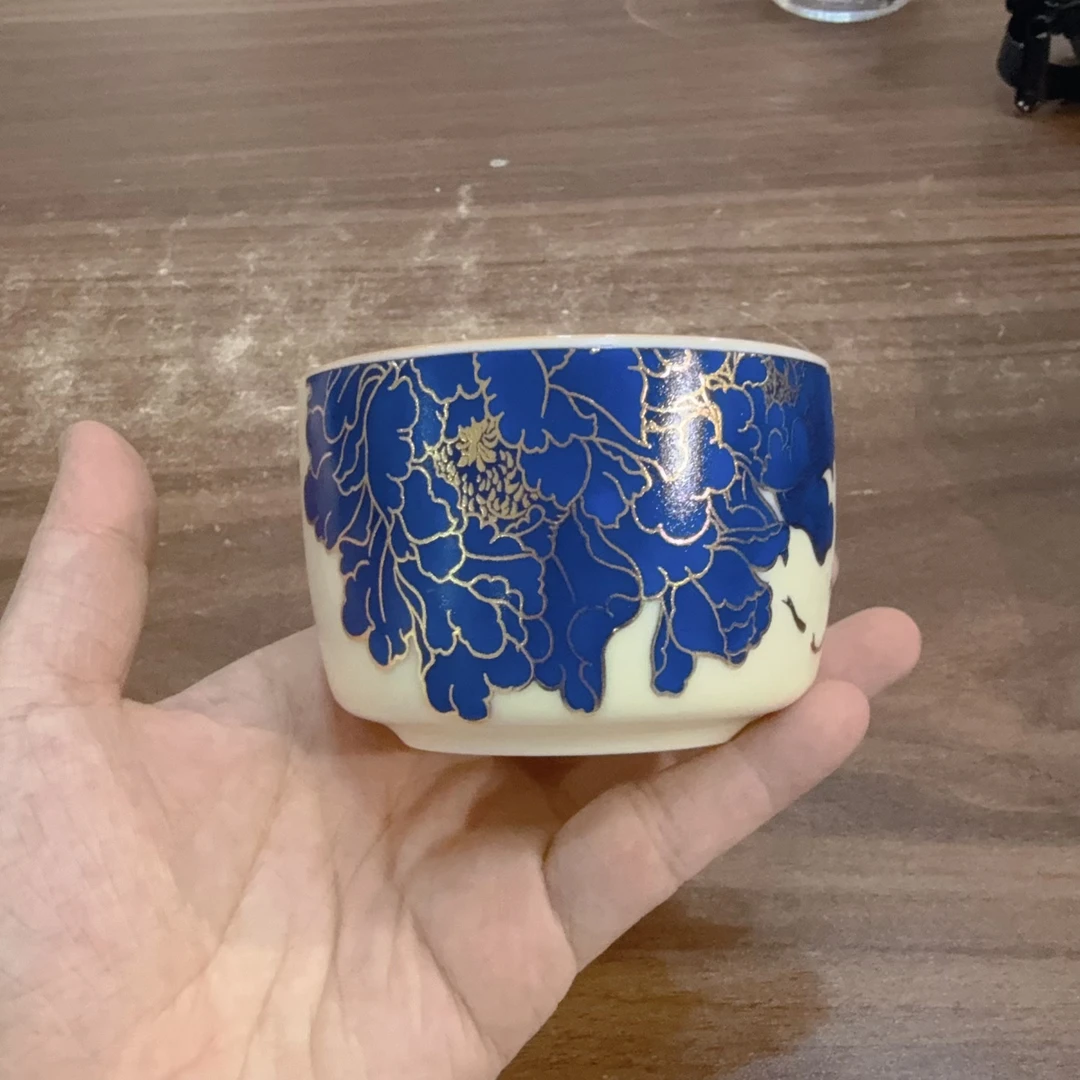 AS095黄汝牡丹变色主人杯