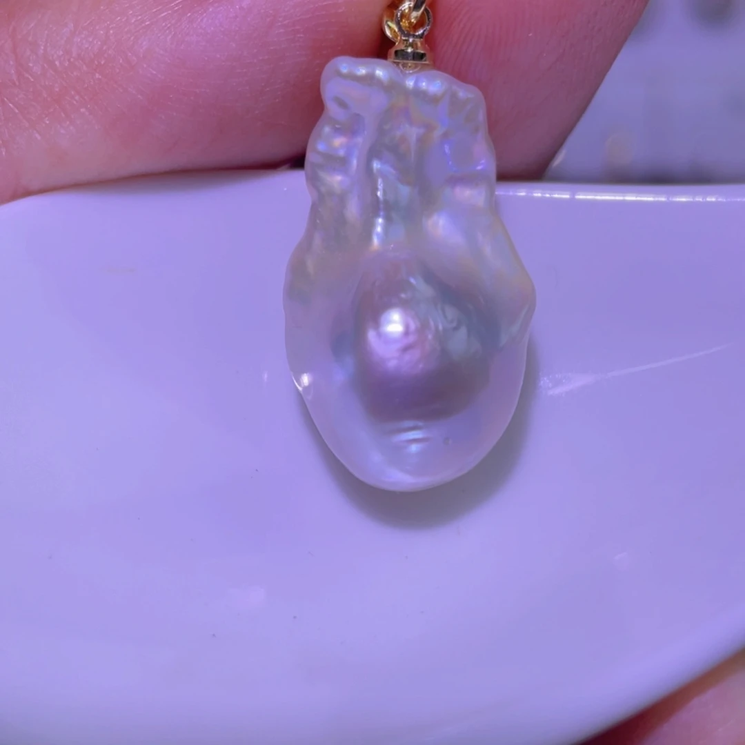 银S925镶嵌淡水珍珠天然淡水珍珠吊坠