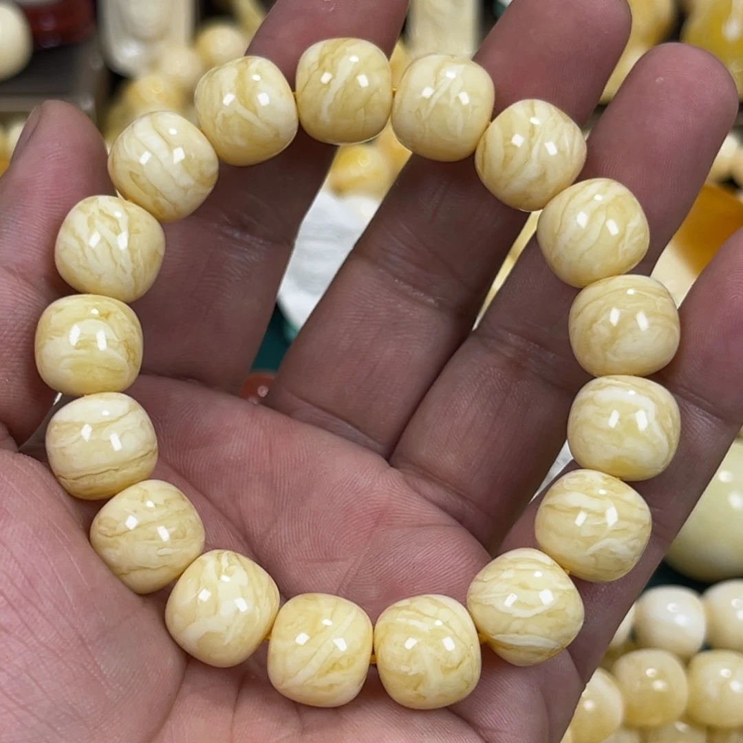 琥珀手链未镶嵌同料虎皮老邢13mm