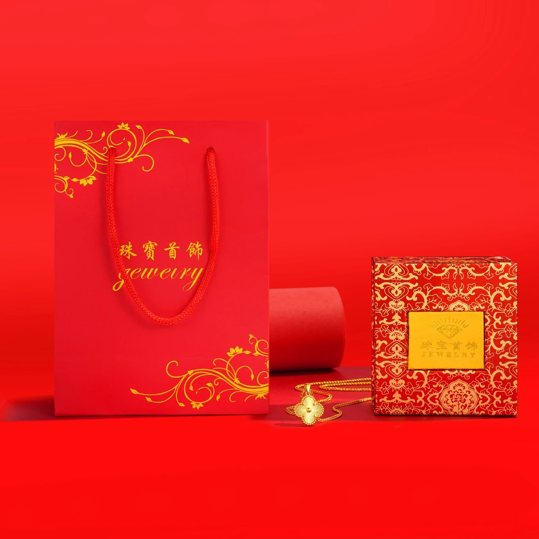 钛钢项链 镀K金项链CNC镭射品牌正品四叶草爆款