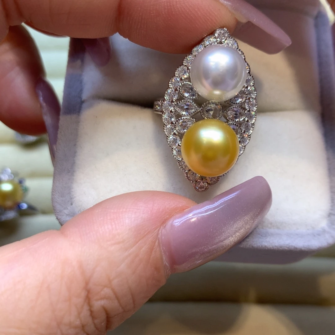 银S925镶嵌戒指海水珍珠