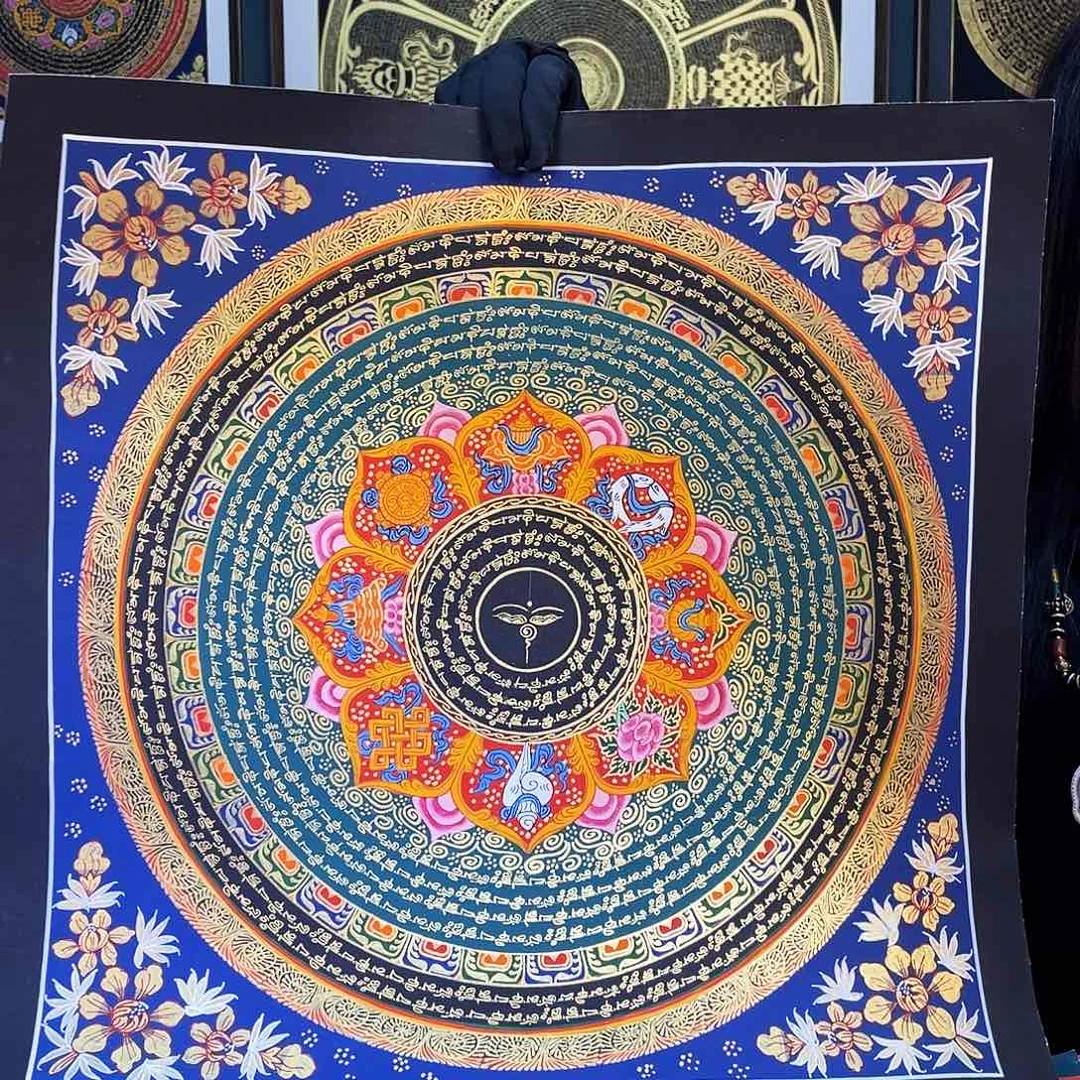 卷轴画手绘唐卡 50厘米六字