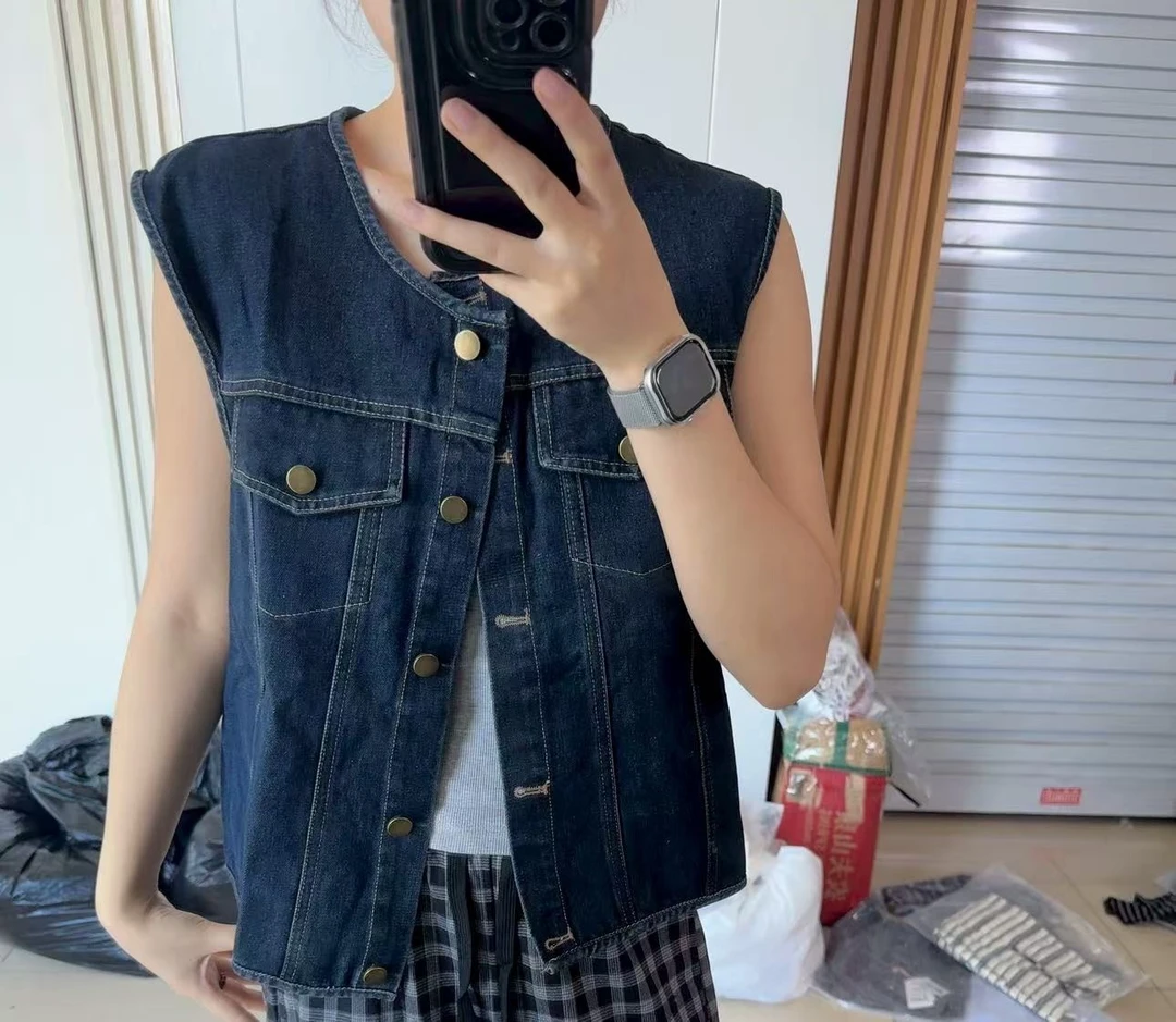 秋季新款无袖牛仔马甲休闲百搭