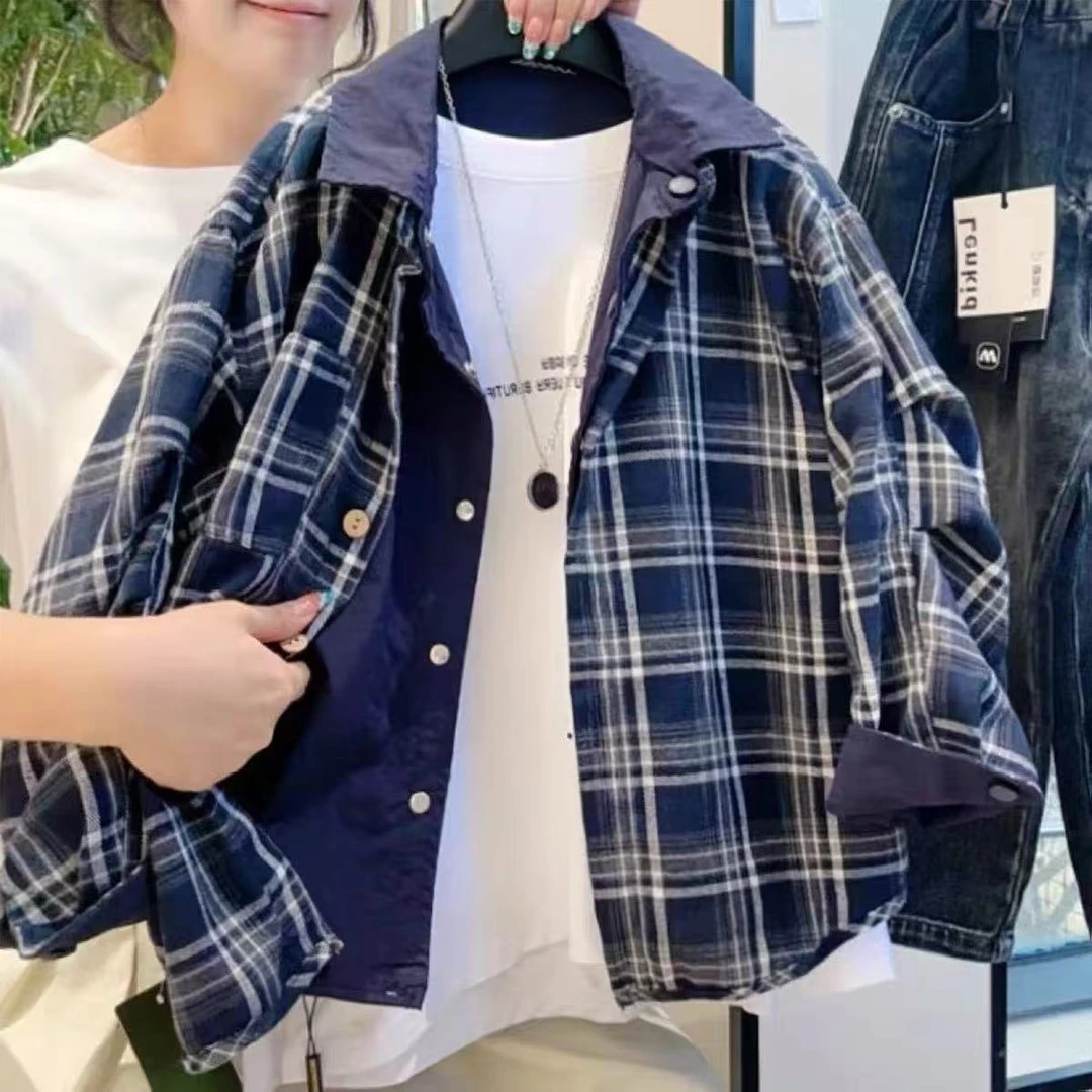 男童外套2025新款秋季男孩韩范痞帅格子夹克儿童秋装双面穿上衣服