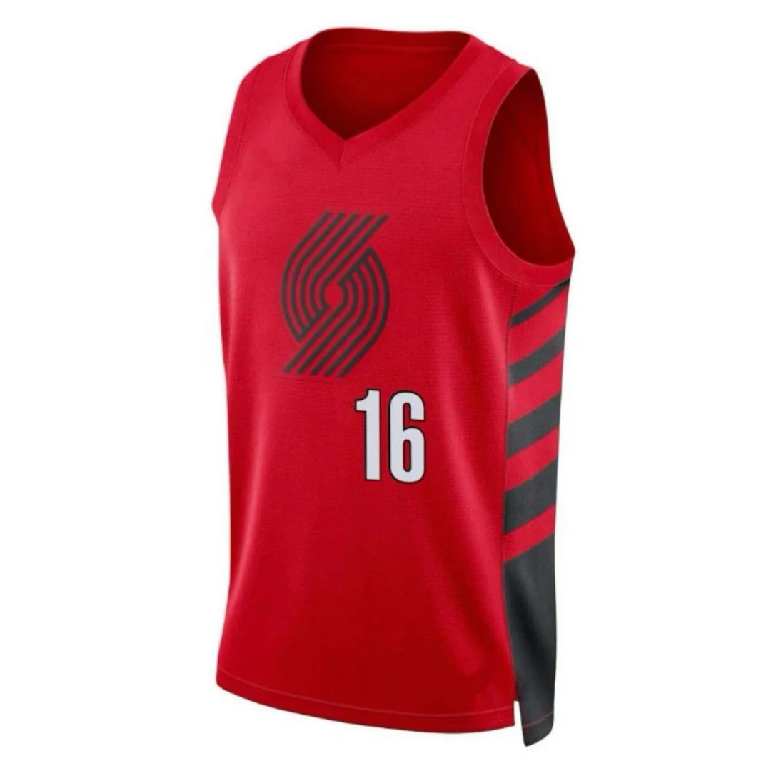 【独家现货】开拓者16号杨瀚森红色复古密绣款篮球速干透气运动服