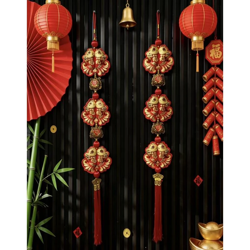 双鱼三连福锁喜庆挂件