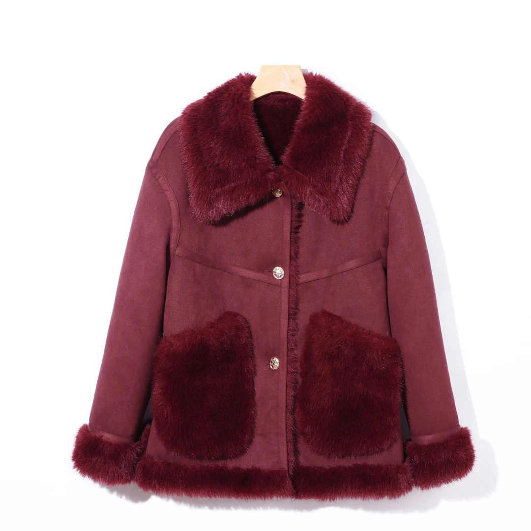 【淼姐专属】CGC新款双面穿短款网红时尚气质百搭皮毛一体外套秋冬