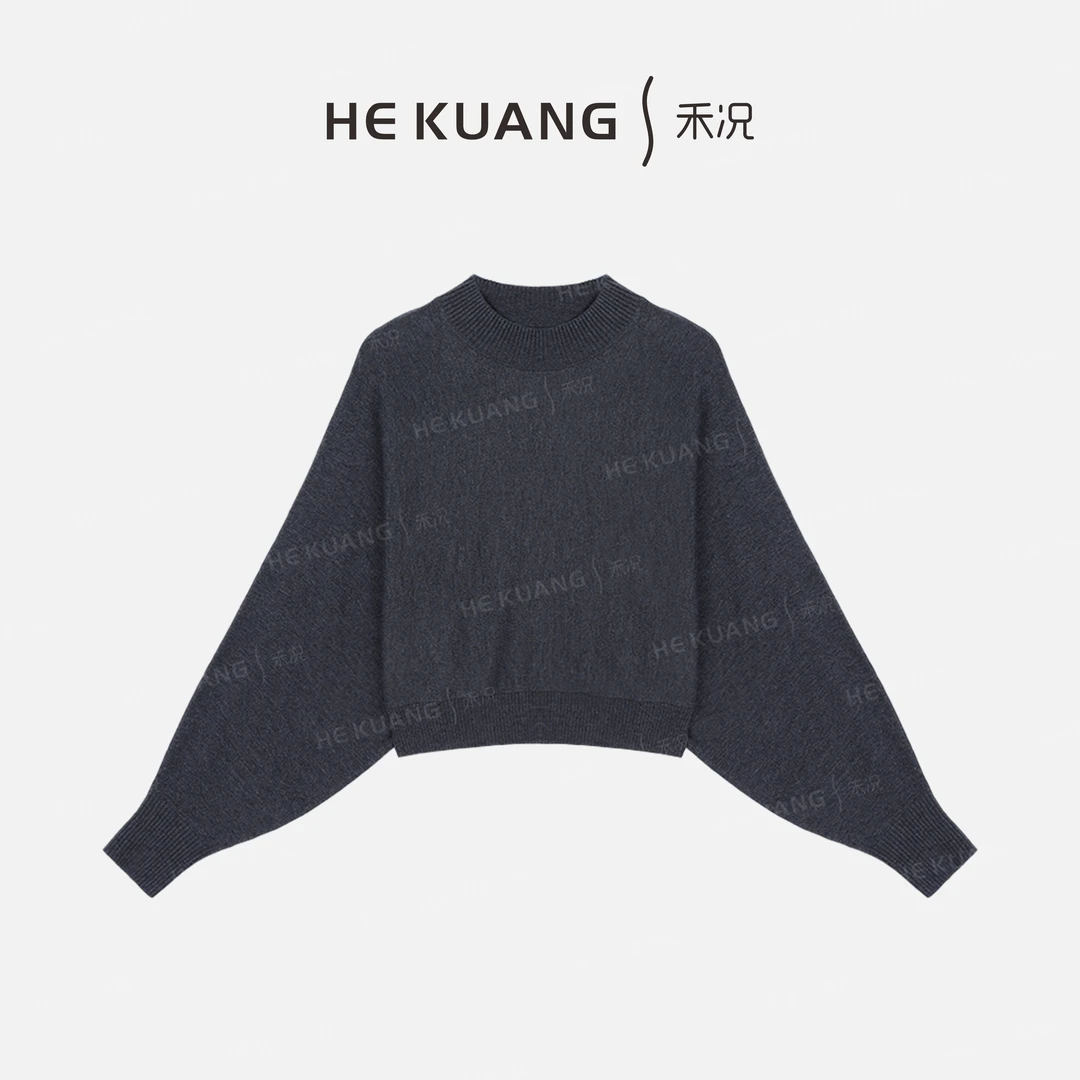 禾况HEKUANG琥珀流光【兰若】桑蚕丝蝙蝠袖纹理简约上衣 X655 0883