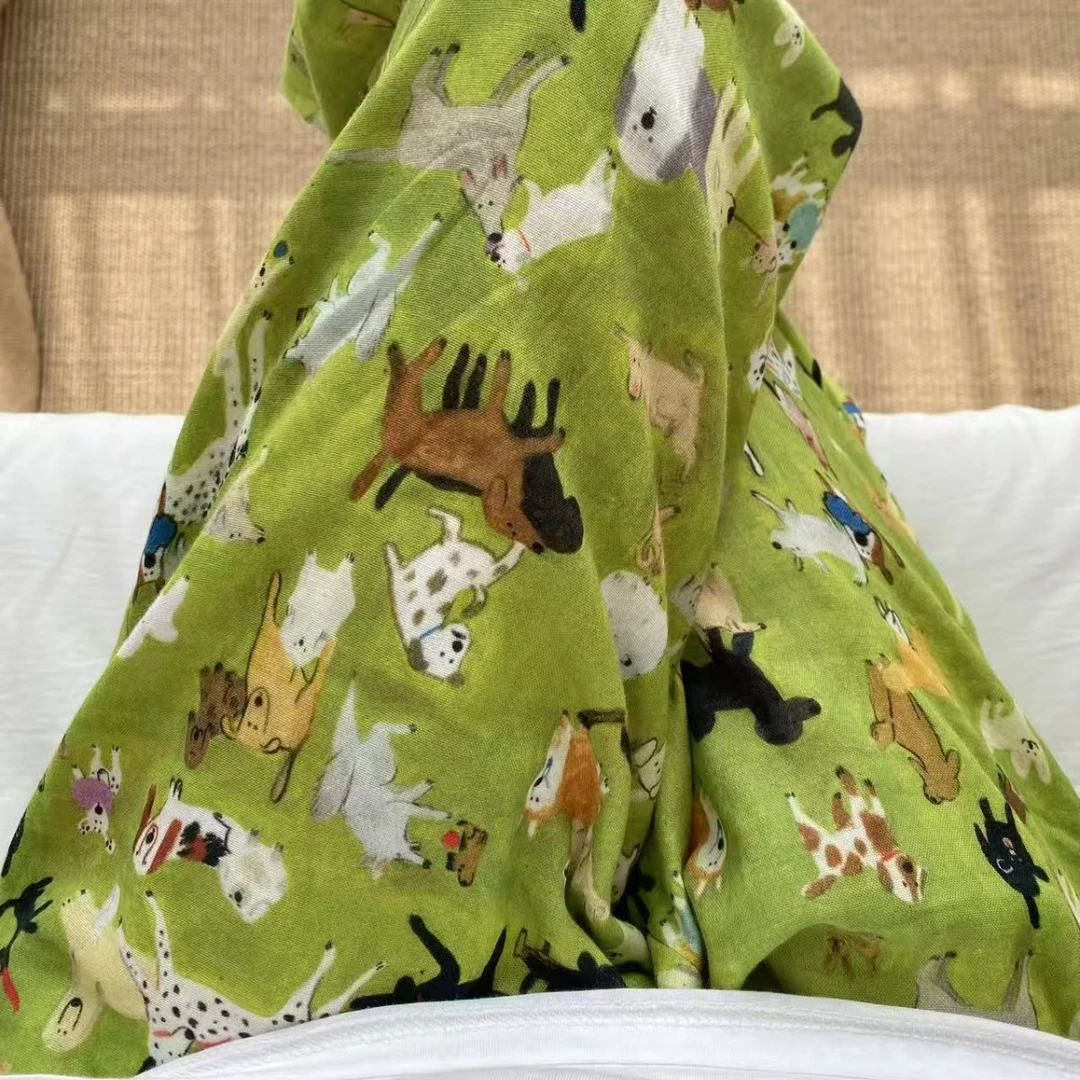 夏季上新a类纯棉双层纱睡裤有口袋宽松可爱卡通棉纱裤子可外穿