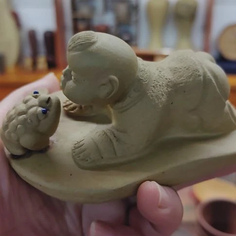 紫砂茶宠福娃摆件手工制作10cm左右