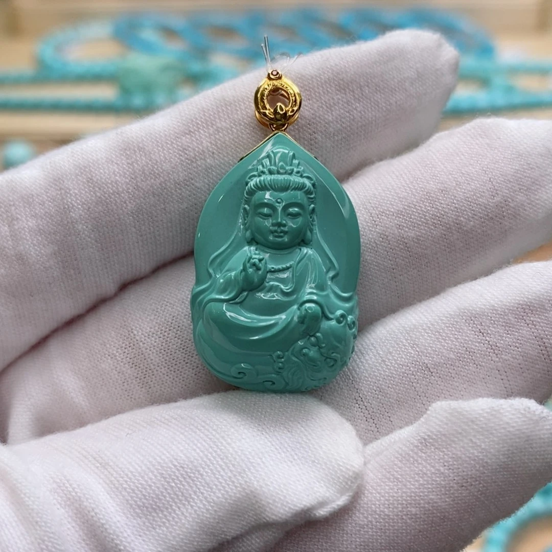 绿松石18K金镶嵌珠宝奇石