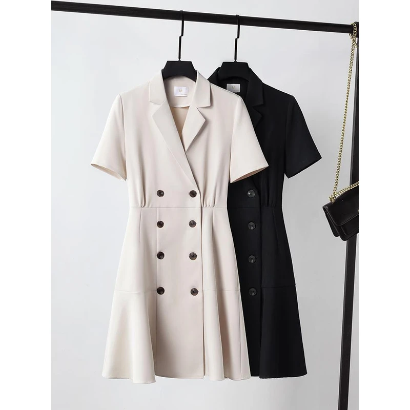 正式场合连衣裙女轻奢高级感职业工作服夏季薄款小个子短袖西装裙