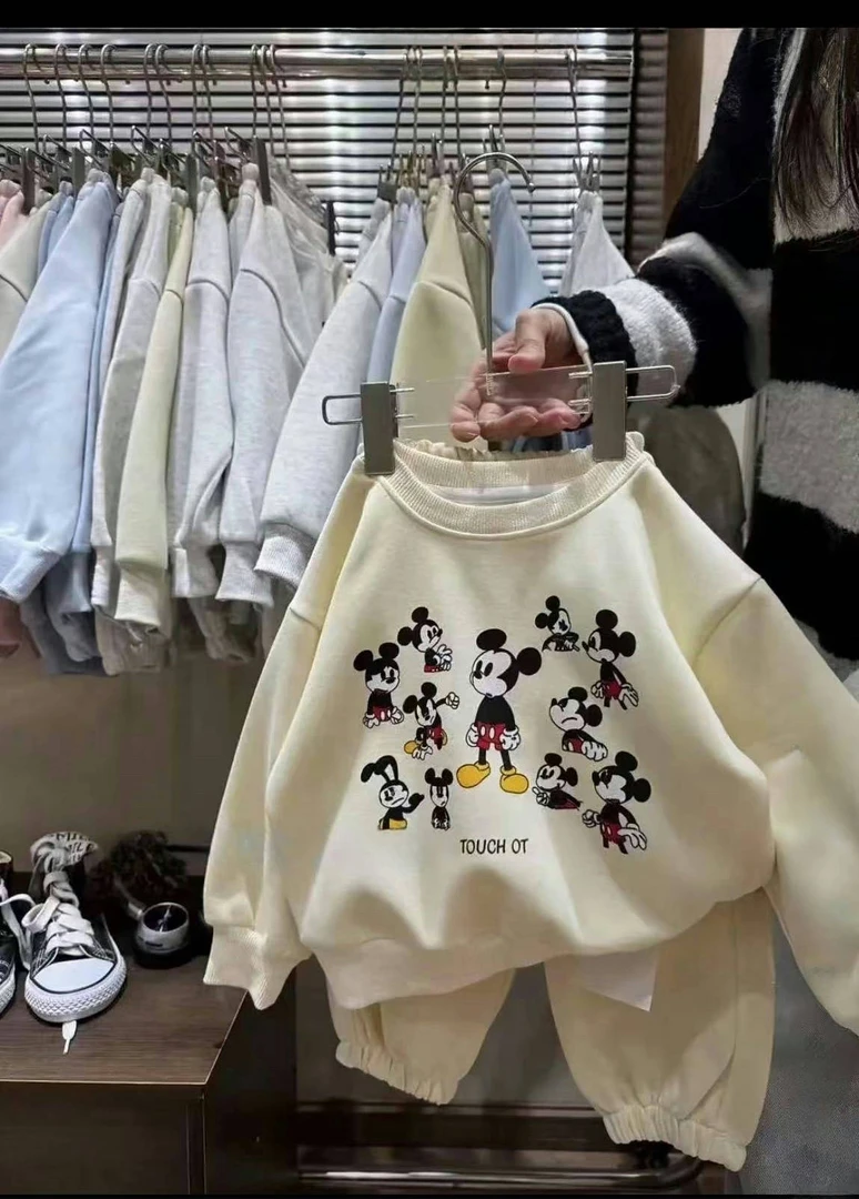 2025春季儿童套装男女童卡通满印花卫衣卫裤运动两件套宝宝洋气